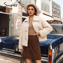 Simplee Elegant pink shaggy women faux fur coat streetwear Autumn winter warm plush women coat Female office ladies overcoat 2024 - buy cheap