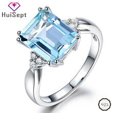 HuiSept Women Ring Silver 925 Jewelry Accessories Rectangle Sapphire Zircon Gemstone Finger Ring for Wedding Engagement Ornament 2024 - buy cheap