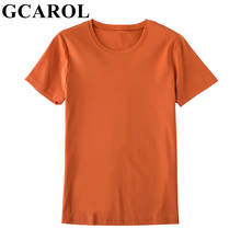 GCAROL Summer Spring Women 95% Pure Cotton Solid T-shirt O Neck Stretch Loose Oversized Basic Tees Plus Size 2XL 2024 - buy cheap