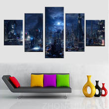 Home Decor Canvas Painting HD Prints Futuristic City 5 Pieces Dark City Night Wall Art Modular Abstract Pictures Artwork Posters 2024 - buy cheap