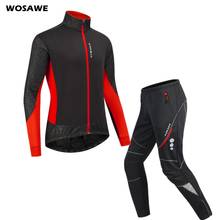 WOSAWE зимние теплые флисовые велосипедные куртки мужские с длинным рукавом Джерси рефлективный костюм для горного велосипеда для езды на велосипеде одежда брюки комплект 2024 - купить недорого