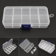 Caixa organizadora pequena de plástico com 10 compartimentos, armazenamento transparente, caixa de joias com divisórias ajustáveis para brinco, unha transparente 2024 - compre barato