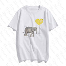 Женская футболка с милым слоном и воздушным шаром Tumblr в стиле панк, Харадзюку, винтажная хлопковая футболка с коротким рукавом размера плюс, женская футболка 2024 - купить недорого