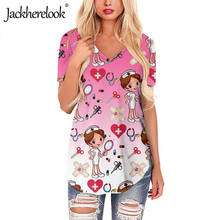 Jackherelook-camisas Harajuku con degradado rosa para mujer, blusa bonita con estampado de enfermera, Tops de manga corta para mujer, ropa de talla grande 2020 2024 - compra barato