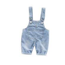 2021 New Children's Denim Overalls Summer Short Pants Boys And Girls  Full  Size Openable Woven Denim Children's Pants 2024 - buy cheap