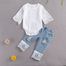 Baby Girls Clothes Spring Autumn Sets 2pcs Long Sleeve Bodysuit Tops Denim Pants Fashion Clothes For 0-24Months 2024 - buy cheap