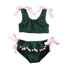 Toddler Kids Swimming Suit 2020 Sleeveless Tassels Baby Girl Bikini Set Swimwear Swimsuit Beachwear Kids Bathing Suit 2024 - buy cheap