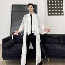 2021 Spring Summer White Long Shirt Men Korean Fashion Streetwear Shirts Women Harajuku Casual Cape Blouse 2024 - buy cheap