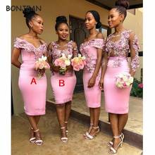 Vestidos cortos de dama de honor para niñas, vestido de dama de honor con cordones, color rosa sirena, africano del Sur, 2021 2024 - compra barato
