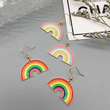 Pendientes colgantes de arcoíris para mujer, aretes de esmalte colorido, gancho de cobre, a la moda, para fiesta, regalo de cumpleaños, envío directo 2024 - compra barato