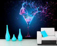 Papel de parede Blue cocktail food 3d wallpaper,living room sofa TV wall bedroom kitchen restaurant bar club mural 2024 - buy cheap