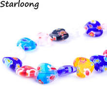 36pcs/String 10mm Colors Mixed Heart Shape Flower Flat Lampwork Glazed Glass Beads For Bracelet Necklace DIY Jewelry Making 2024 - buy cheap