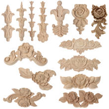 Unpainted Door Adornment Home Decoration Woodcarving Rose Flower Floral Carved Corner Appliques Wooden Crafts Accessories 2024 - buy cheap