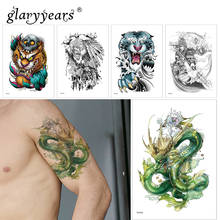 Временная тату-наклейка с драконом glaryyears, 1 лист, красочный поддельный монстр, светящийся Водонепроницаемый Модный маленький боди-арт для мужчин и женщин 2024 - купить недорого