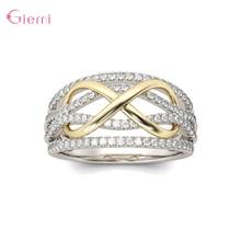 New Arrival Trendy 925 Sterling Silver Cubic Zircon Infinity Ring for Women Girl Fashion Unlimited Ring Wedding Jewelry 2024 - buy cheap