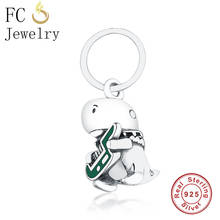 FC Jewelry Fit Original Pan Charms Bracelet 925 Silver Dinosaur Dino Green Punk Rock Music Bead Pendant Making Berloque DIY 2024 - buy cheap