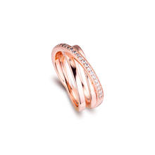 Anillo de Triple banda Crossover pavé, anillos de oro rosa, joyería europea para mujer 2024 - compra barato