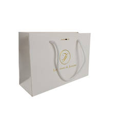 Sacola de papel estampada com logo folgado dourado e personalizável, embalagem para presente com alças, boutique, varejo e bolsa ppaer 500 2024 - compre barato