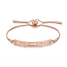 Sparkling CZ Crystal Elbow Bracelets Jewelry For Women Girls Trendy Rose Gold Stainless Steel Box Chain Bracelet B19099 2024 - buy cheap