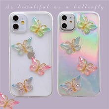 Luxury Laser Cardboard 3D Colorful Crystal Butterfly Bling Glitter Case Cover For iPhone 11 Pro XS Max XR X 7 8 6 6S Plus SE 2024 - buy cheap