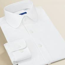 Smart Five Round Neck White Long Sleeve Dress Shirt Slim Fit Vintage Business Formal Men Shirts 2020 New Spring Summer 2024 - buy cheap