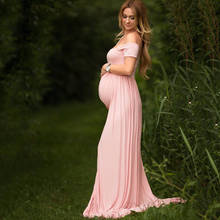 Maternity Cotton Short Sleeve Front Fork Dresses Photo Shoot Pregnancy Photography Props Maxi Gown Pregnant Women Summer Clothes 2024 - buy cheap