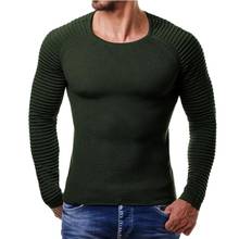 Sweater 2021 new men's loose casual pullover Spring Autumn O-Neck Knitted Men Solid ribbed striped Sweaters 2024 - buy cheap