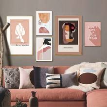 Nordic Minimalist Abstract Pink Posters And Prints Don't Give Up Wall Art Canvas Paintings Pictures Living Room Home Decor 2024 - buy cheap