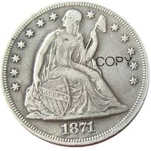 1871CC сидя Liberty Dollar посеребренные копии монет 2024 - купить недорого