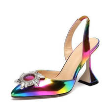 Sandalias de charol con diamantes de imitación para mujer, zapatos de tacón alto de talla grande, a la moda, novedad de 2020 2024 - compra barato