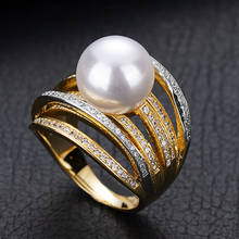 Zlxgirl anéis com pingente de pérola, anéis femininos de zircônio cúbico, com contas, anel de casamento, 2021 2024 - compre barato