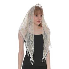 Church Shawl Triangle Scarf Lace Veil Tassel Floral Embroidered Scarf Pendant Scarves Spanish Mantillas for Church Prayer Shawl 2024 - buy cheap