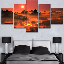 Arte da parede lona 5 peça hd impressão grande fogo lava cartaz paisagem fotos decoração casa moderna sala de estar decoração pinturas 2024 - compre barato