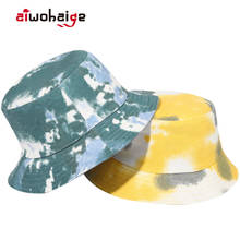 2021 New Small Brim Tie-Dye Bucket Hat Men's Cap Women's Cap Summer Outdoor Sun Hat Personality Trend Foldable Cotton 2024 - buy cheap