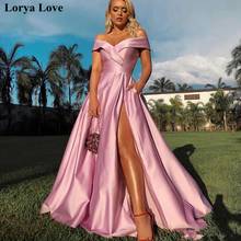 Vestidos longos de baile em cetim, "cor-de-rosa", para mulheres, vestido formal, elegante, festa noturna, simples, 2020 2024 - compre barato