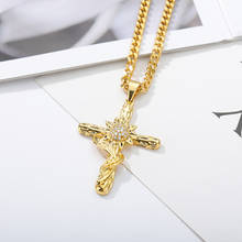 Gold Color Zirconia Cross Necklace For Women Men Vintage CZ Hip Hop Cubic Zircon Necklace Pendant Gothic Jewelry Christmas Gifts 2024 - buy cheap