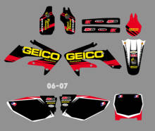 NICECNC Red & Black New Style Team Graphics Backgrounds Decals Stickers Kit For Honda CRF250 CRF250R CRF 250 250R 2006 2007 2024 - buy cheap