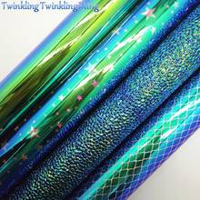 Cuero sintético iridiscente verde, hojas de tela sintética de estrellas de serpiente para arco A4 21x29CM Twinkling Ming XM006F 2024 - compra barato