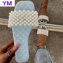 Hot Summer Women Slippers Flats Luxury Shoes Female Casual Blue Beach Sandals Outdoor Flip Flops New Pearl Zapatillas Mujer Casa 2024 - buy cheap