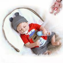Boneca renascimento bebê e roupas 50cm, menino reborn modelo de sono bonito presente de natal 2024 - compre barato