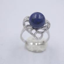 New Pure 925 Sterling Silver Ring The Widest 22mm Lapis Lazuli Ball Ring 2024 - buy cheap