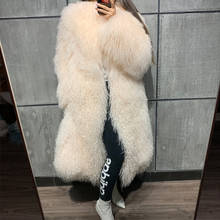 Long Mongolia Sheep Fur Coat Ladies Real Lamb fur Outwear Women Natural Fur Jacket 2024 - buy cheap