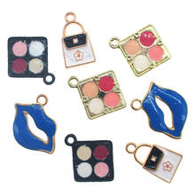 10pcs Glamorous blue lips eyeshadow pack Charms Alloy Pendants For DIY Earring Bracelet Jewelry Accessory Making Findings XL646 2024 - buy cheap