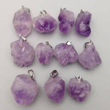 Fashion Natural amethysts stone pendants for welry making charms Irregular  accessories 12pcs/lot free shipping 2024 - buy cheap