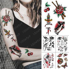 Waterproof Temporary Tattoo Sticker Old School Cherry Chess Sword Flash Tattoos Rose Swallow Body Art Arm Fake Tatoo Women Men 2024 - buy cheap