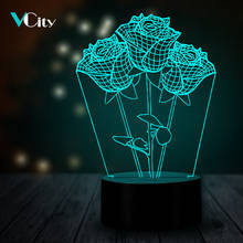 VCity-lámpara de mesa de luz nocturna 3D, bombilla Led de rosas, USB, inalámbrica, portátil, cambio de humor RGB Multicolor, regalo de San Valentín 2024 - compra barato