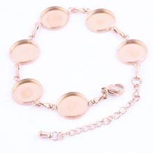 5pcs Stainless Steel Rose Gold Bracelet Bezel Blanks Fit 12mm Cabochon Base Settings Diy Jewelry Making Accessories 2024 - buy cheap