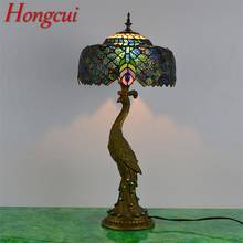 Hongcui-lámpara de mesa Tiffany para el hogar, luz LED de decoración creativa, Retro, contemporáneo, pavo real 2024 - compra barato