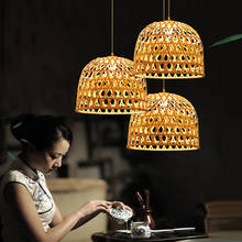 Wood And Bamboo Pendant Light E27 Bamboo Hanging Lamp Black Wood Chandelier For Hotel Coffee Shop Seaside Hotel Lighting 2024 - buy cheap