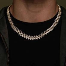 iced out bling cz 15mm spiked cuban chain necklace gold color 5A cubic zirconia hip hop rock punk men cuban chains 2024 - buy cheap